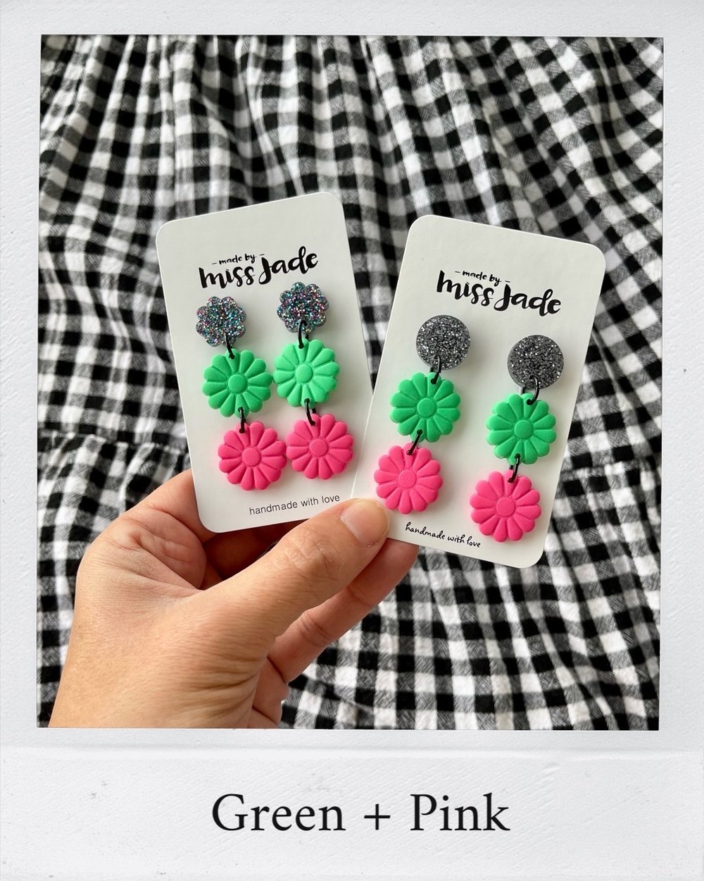 Image of Green + Pink : Flower Dangles