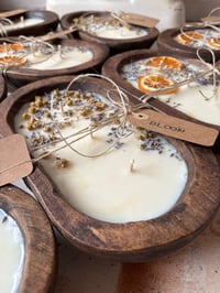 Image 2 of NEW Wooden Dough Bowl Essential Oil Soy Candle