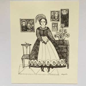 Image of Portrait of a woman in her best dress - original drawing
