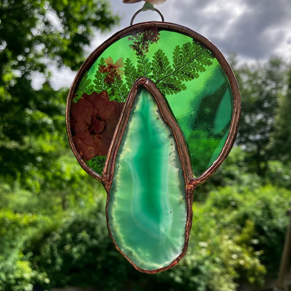 Image of Green Floral Agate Slice