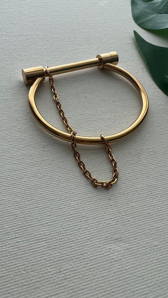 Image of JUICE • Gold Stacking Screw Open Bangle Bracelet