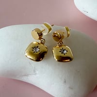 Image 3 of Puffy Gold Square on a circular stud