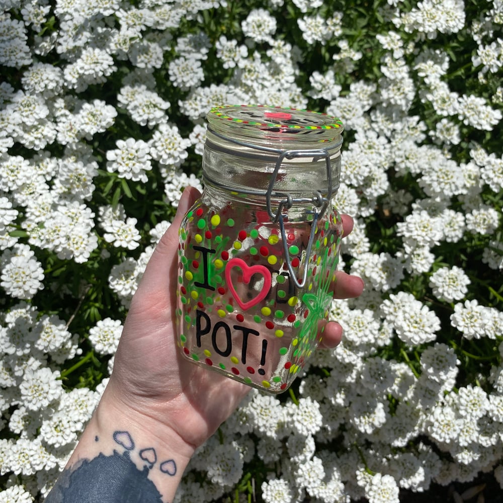 Image of i <3 pot stash jar