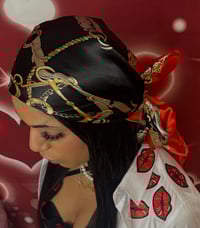 Image 3 of Black & Red Silk Head Scarf