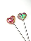 Glittered Heart Bowl Pokers-Magenta Mix/Iridescent Purple