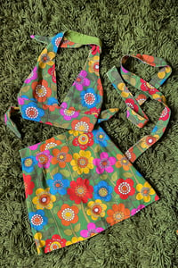 Image 1 of Heartbreaker Halter and mini SET with matching scarf  in Far out flowers