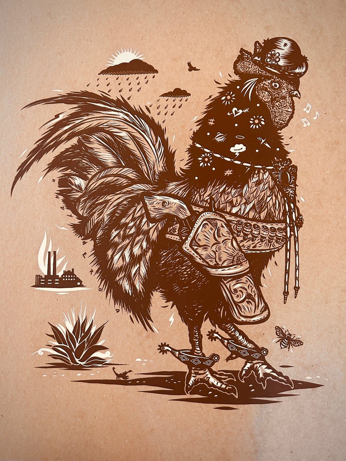 The Drifter 2 Color Screen Print on Craft Brown Card Stock | Andy