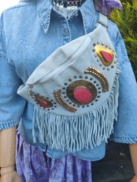 Image 7 of Dolly Bum bag suede fringe tassels WHITE and Moroccan Stone