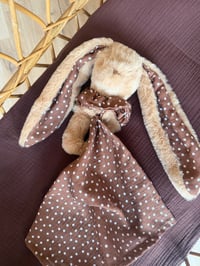 Image 1 of DOUDOU LAPIN 20 CM MOTIF POIS CHOCOLAT 