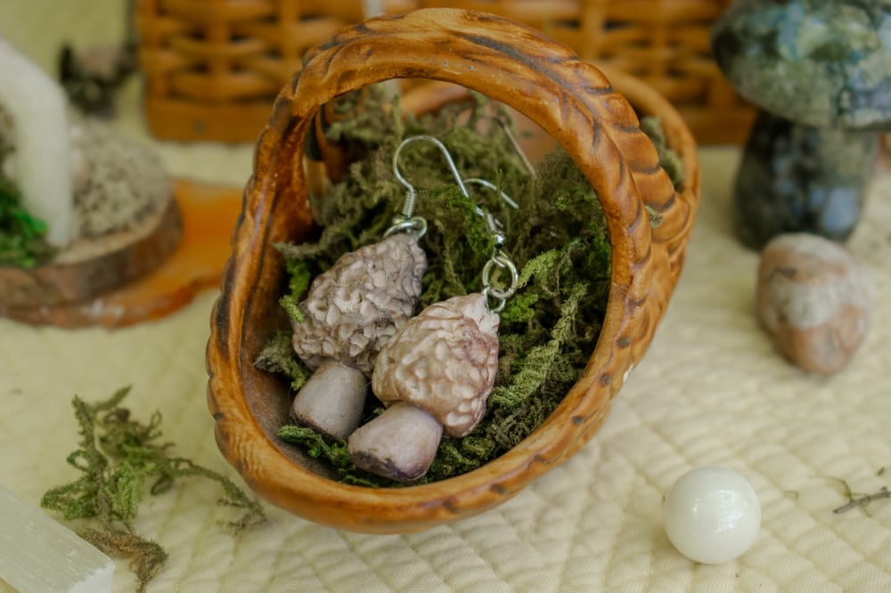 Image of Morel Mushroom Earrings