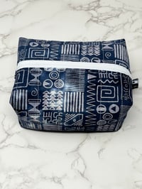 Image 4 of Navy Batik Handmade Boxy Zipper Pouch