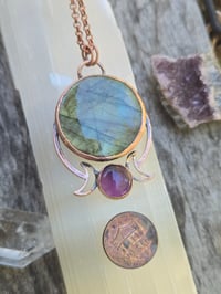 Image 2 of Electroformed labradorite and amethyst moonphase necklace 11