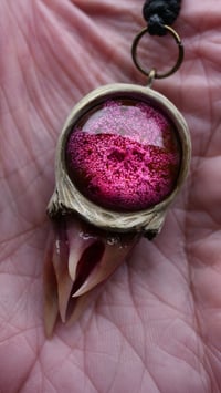 Image 6 of Magenta Bloom Snaggletooth Pendant OOAK
