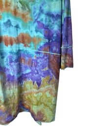 Image 9 of 3XL Drapey 3/4 Sleeve Cardigan With Pockets in Cool Earthy Watercolor Ice Dye