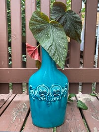 Image 1 of Polka Dot/ Angel Wing Begonia in Tall Teal Vase