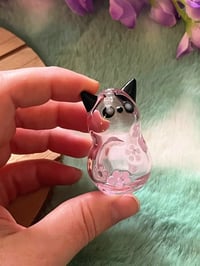 Image 2 of Fancy Pink Whisker Vase with tail, UV reactive flowers and eye highlights!