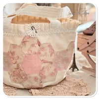 Image 7 of handmade hexigon bucket bag trimmed with vintage french lace