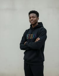 Image 4 of Yezikan Black Marbled Embroidered Logo Heavy Blend Pullover Hoodie