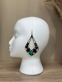 Image 5 of DIAMOND shape boho faux turquoise earrings 