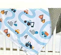 Image 3 of Highway Construction Traffic Dimple Dot Baby Blanket