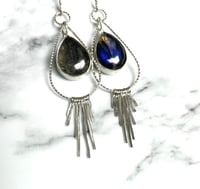 Image 5 of Handmade Sterling Silver Dangly Tassel Blue Labradorite Earrings 925