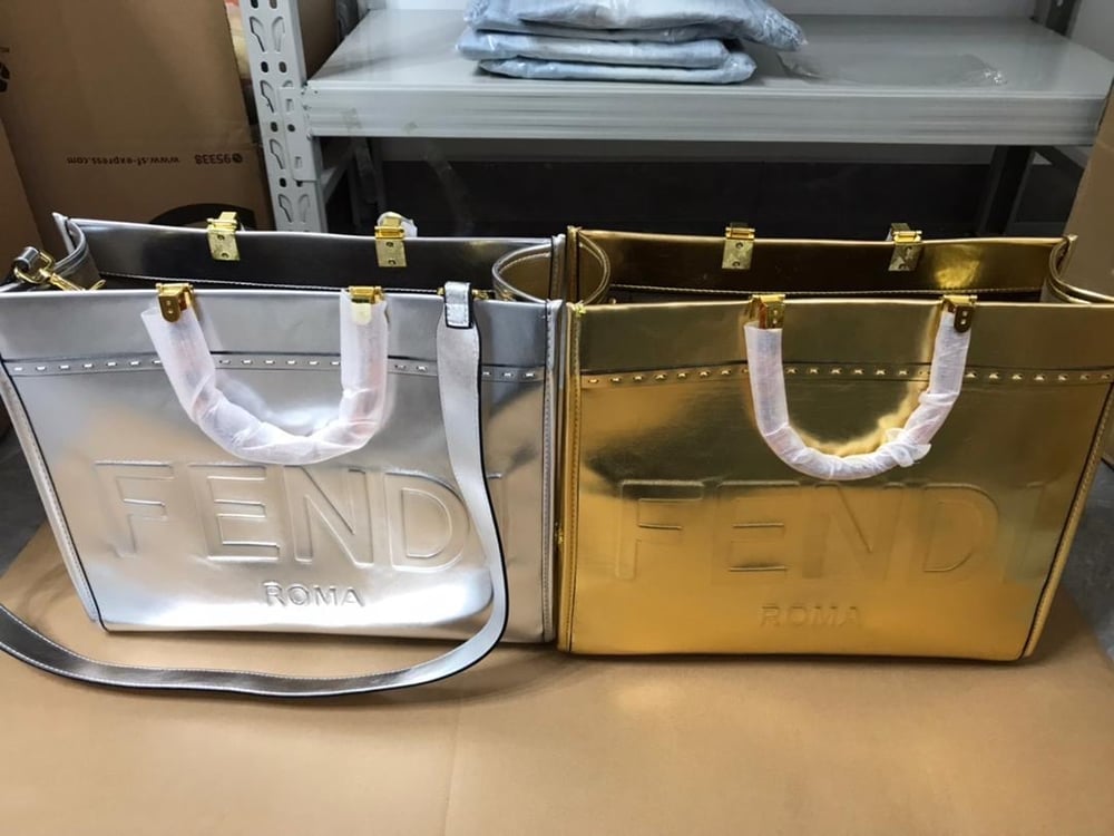 Silver & Gold Meltalic Medium Tote F- ENDI