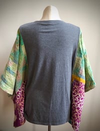 Image 3 of Upcycled “What Would Dolly Do?” Kantha quilt poncho