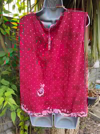 Image 10 of Mykonos sari jewel oversized waistcoat / top 10-18 red tie dye