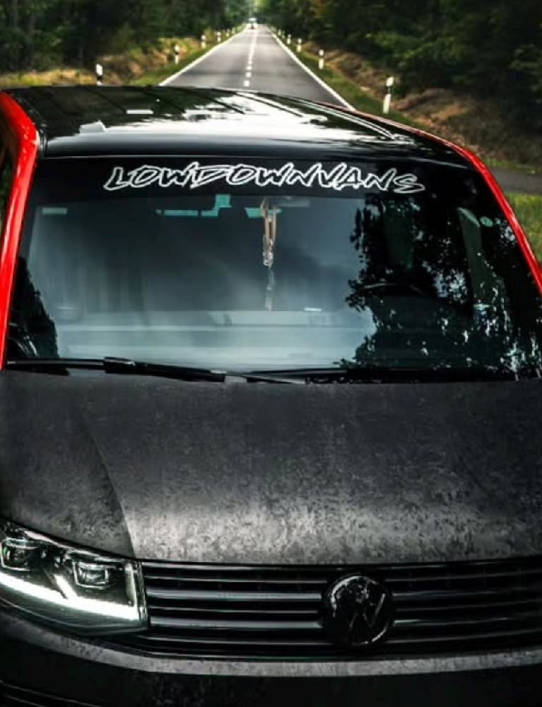 Image of Blank sunstrip with outline lowdown vans overlay