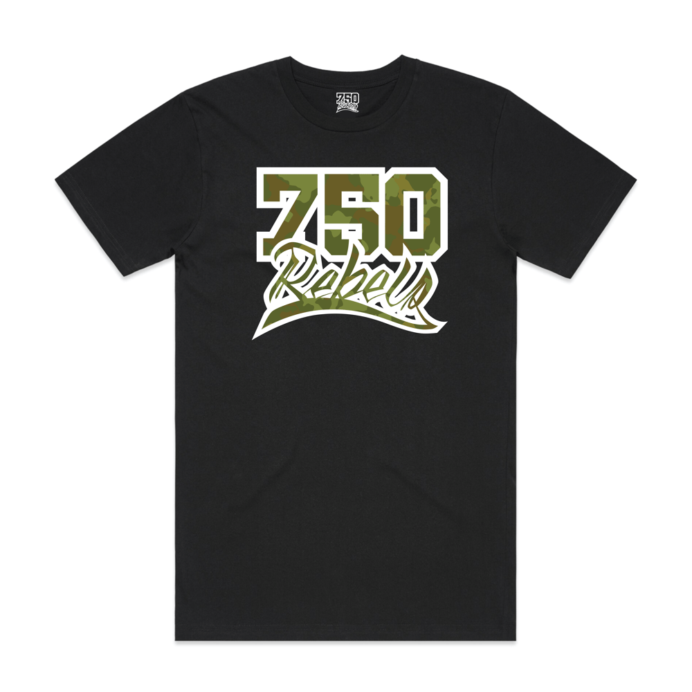 Image of 750 Rebels DTG Camo Logo T-Shirt 