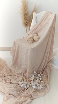 Image 1 of Boho fabric for background - decoration - photoshoot - beige with golden dots