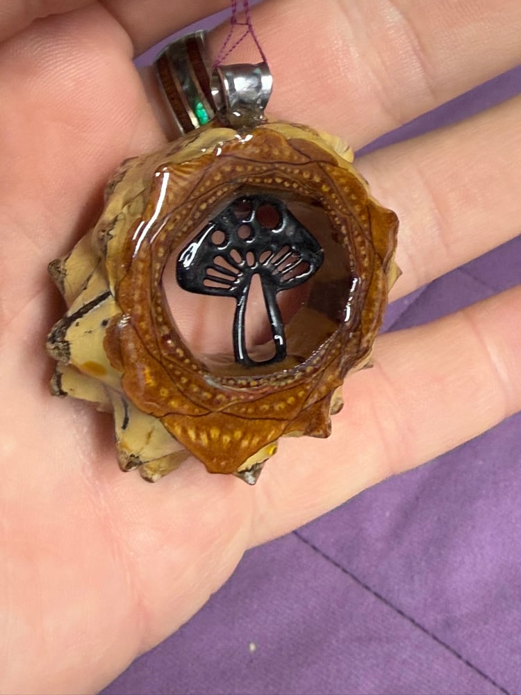 Image of Mushroom Pinecone Charm | Handmade PNW Resin Jewelry | #112