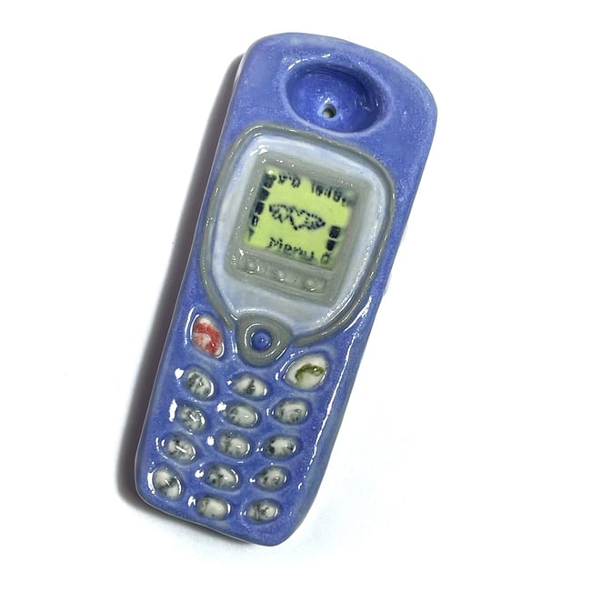 Cool Blue Ceramic Phone Pipe