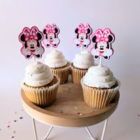 Image 2 of Minnie Mouse Cupcake Toppers dets de 12 y 24