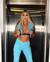 Image 2 of Blue 2 piece set worn on NXT TV