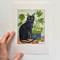 Image 3 of A5 art print -Kiwi the black cat (custom option available) 
