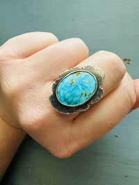 Image 1 of Size 8.5 Kingman turquoise ring with Van Gogh quote