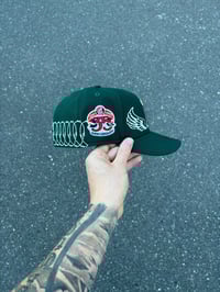 Image 3 of  PINK BRIM FOREST GREEN ANEHEIM ANGELS CUSTOM FITTED CAP