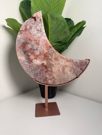 Image 1 of XL PINK AMETHYST MOON ON CUSTOM ROSE GOLD STAND -BRAZIL-