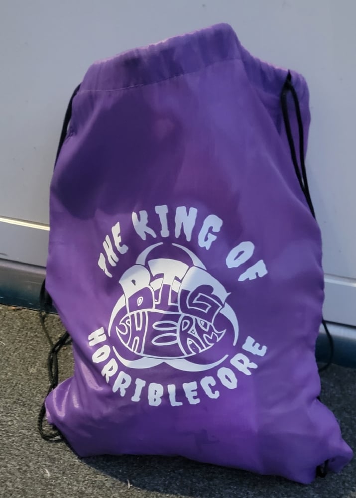 Big Sherm Purple Drawstring Bag