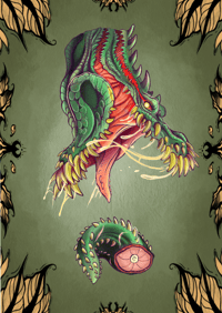 Deviljho eating tail keychain and sticker pack 