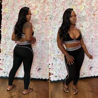 Image 1 of black bra top + leggings 2pc
