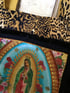  shoulder bag in leopard fabric with Virgin of Guadalupe patch and black or gold fringing Image 8