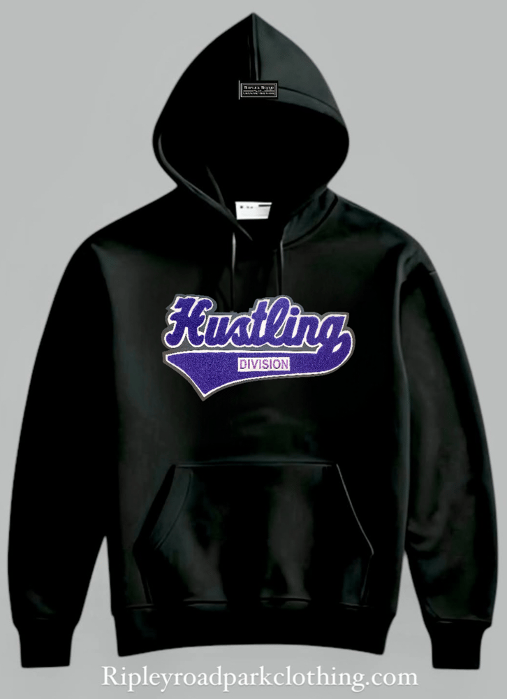 Image of Black Hoody-Purple Chenille