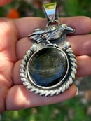 Image 2 of FOR SARAH - Custom Silver Sheen Obsidian Crow Pendant