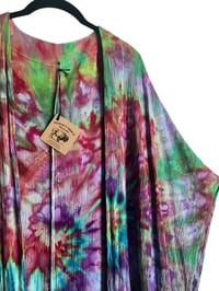 Image 9 of M Woven Long Kimono in Bright Spiral Ice Dye