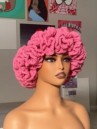 Pink Crochet Ruffle Hat
