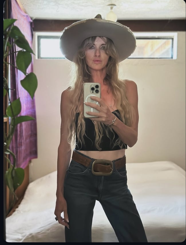 late 60s/early 1970s tooled leather belt with massive brass buckle