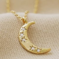 Image 1 of Lisa Angel Crystal Crescent Moon Necklace