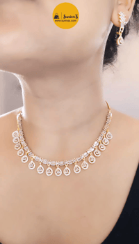 Image 5 of Julie Gold-Stunning American Diamond Necklace Set with Earrings 